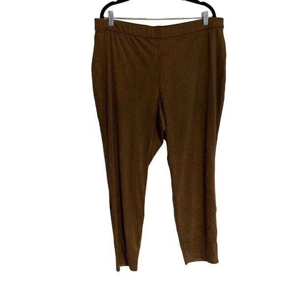 GRAVER Susan Graver Wmn 1XP Caramel Brown Faux Suede Pull-On Ankle Leggings NWOT - Picture 2 of 11